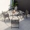 34'' Square Outdoor Dining Table Black Tempered Glass Patio Table with 1.5